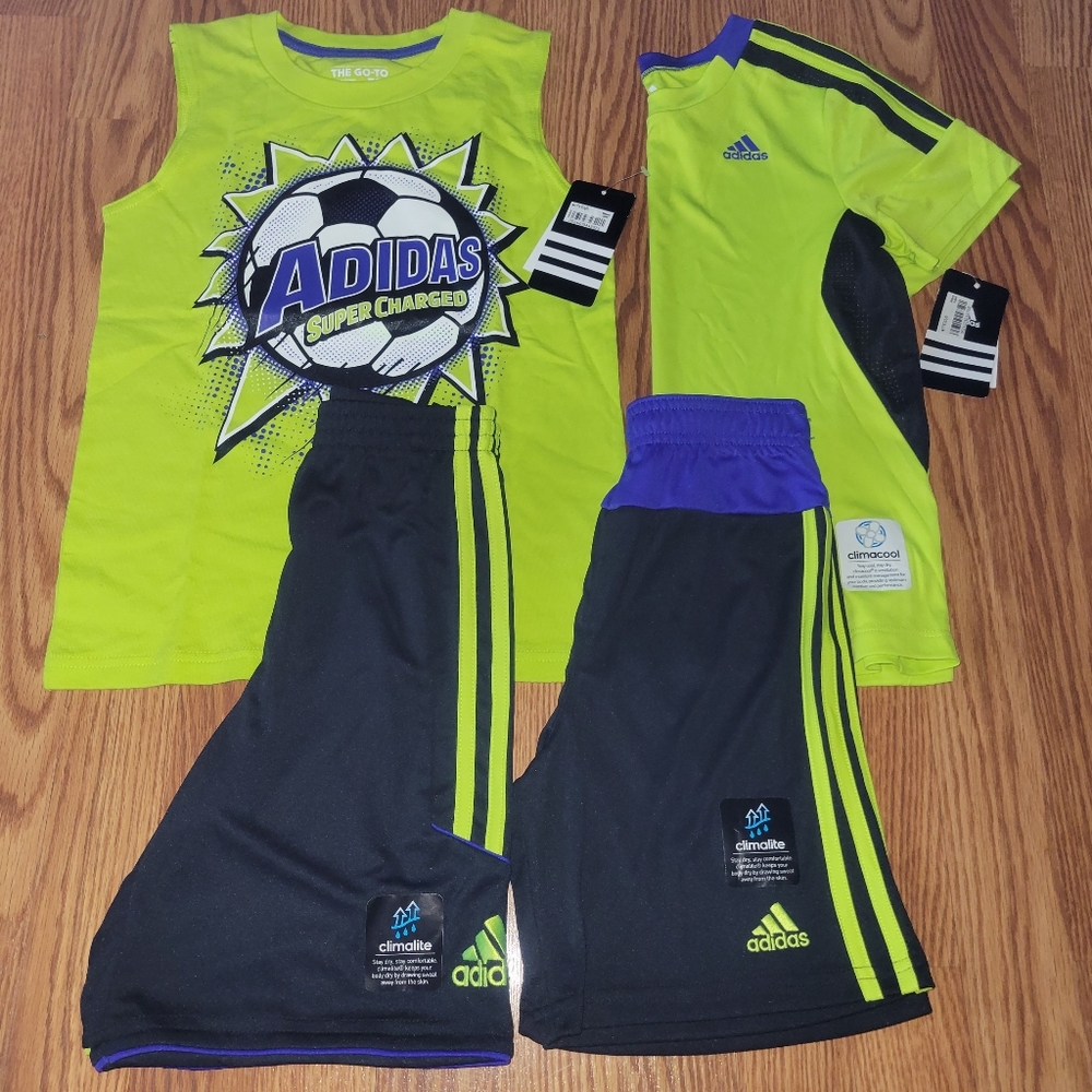 Adidas Boys Size 6 Shirt Short 4pc Lot NWT